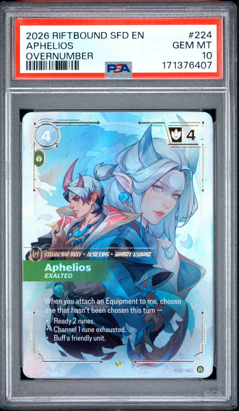 2026 English Riftbound Aphelios Overnumber 224/221 PSA 10