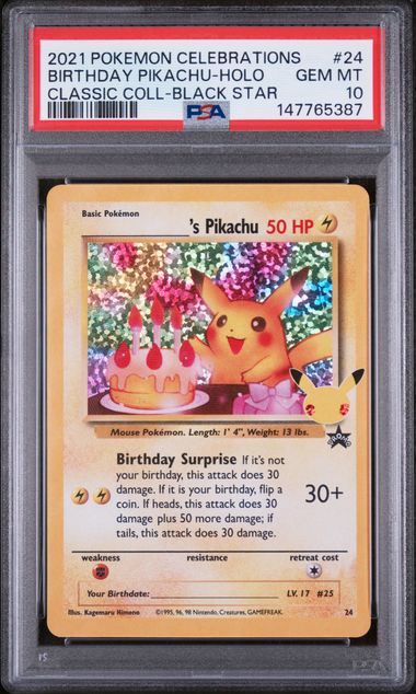 2021 English Pokemon Birthday Pikachu 24 PSA 10