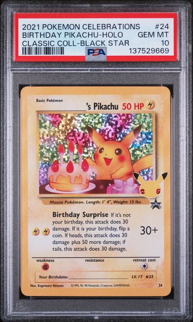 2021 English Pokemon Birthday Pikachu 24 PSA 10