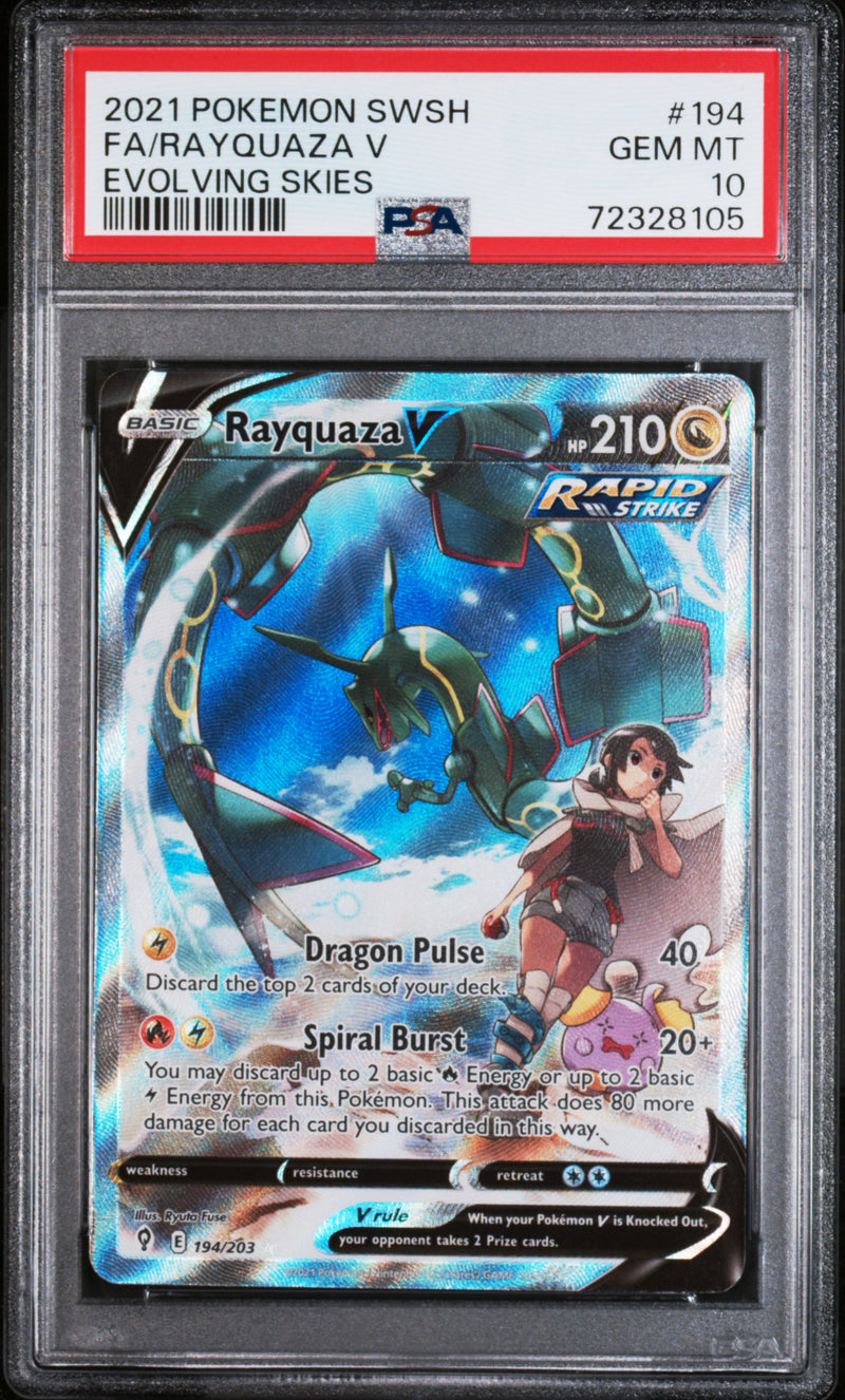 2021 English Pokemon Rayquaza V 194/203 PSA 10