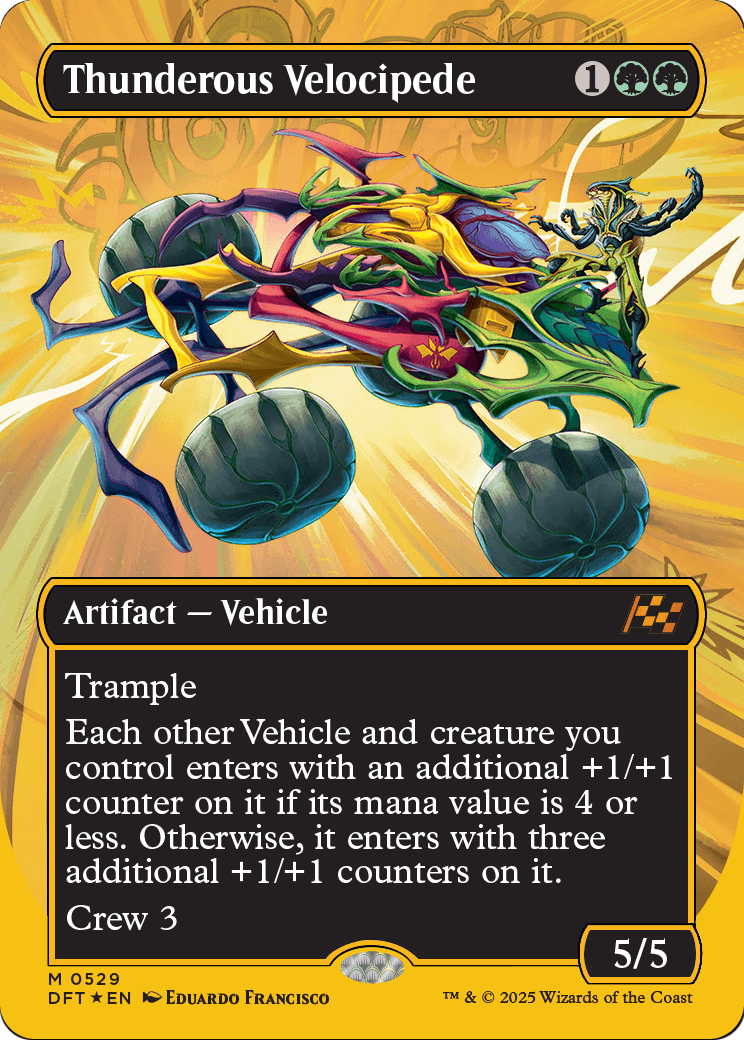 Thunderous Velocipede (Borderless) (First-Place Foil) (DFT-529) - Aetherdrift (Borderless) Foil