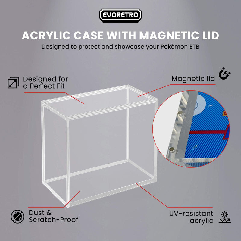 EVORETRO Acrylic Protect Case for Pokemon ETB with Magnetic Lid