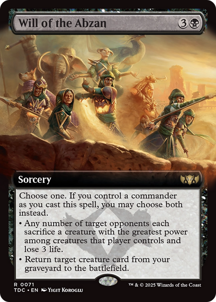 Will of the Abzan (TDC-071) - Commander: Tarkir: Dragonstorm: (Extended Art)