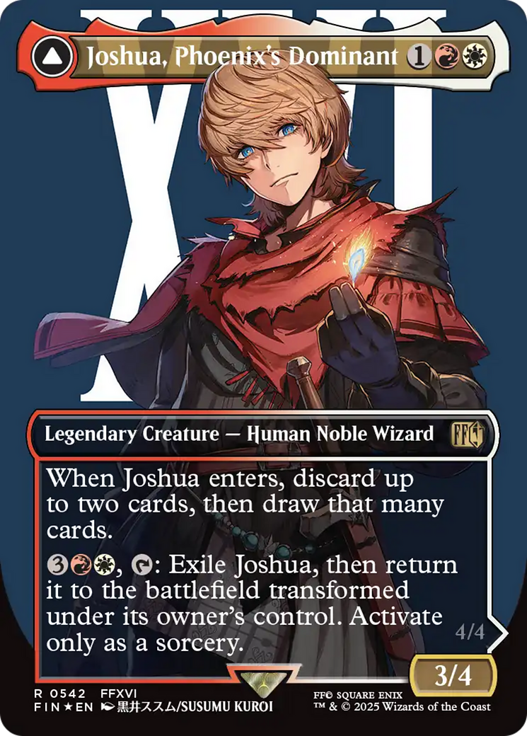 Joshua, Phoenix's Dominant // Phoenix, Warden of Fire (FIN-542) - FINAL FANTASY: (enchantment) (Borderless) Foil