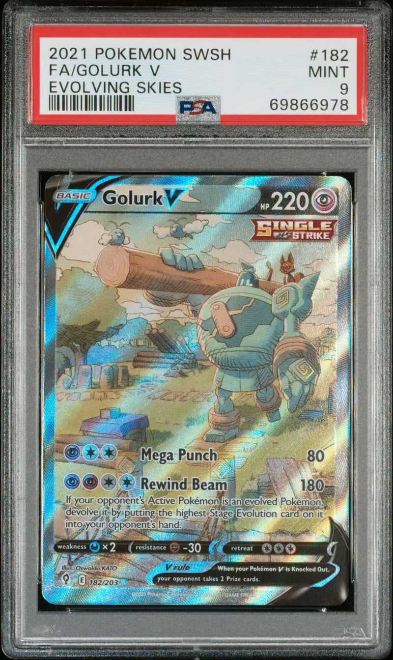 Pokemon 2021 Evolving Skies Golurk V (182/203) PSA 9