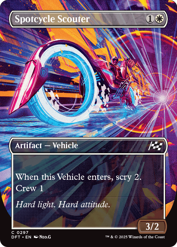 Spotcycle Scouter (Borderless) (DFT-297) - Aetherdrift (Borderless) Foil