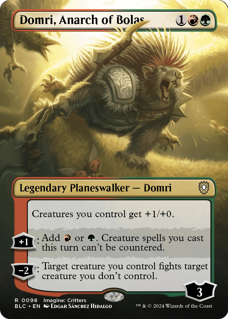 Domri, Anarch of Bolas (Borderless) (BLC-098) - Bloomburrow Commander (Borderless)