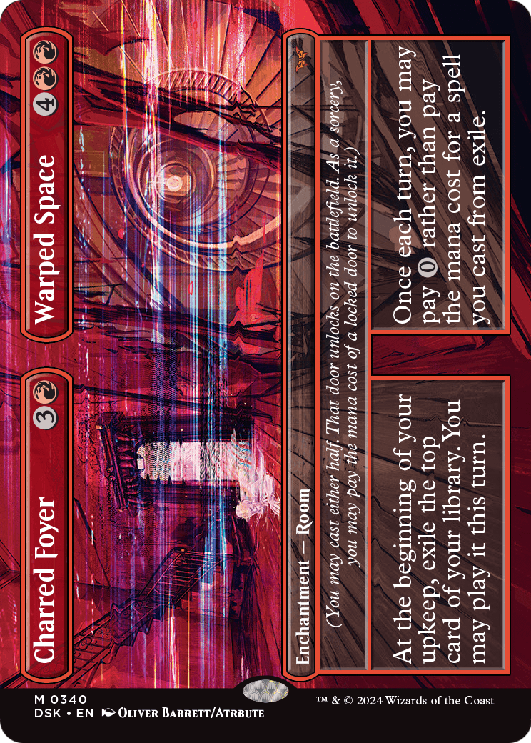 Charred Foyer // Warped Space (Borderless) (DSK-340) - Duskmourn: House of Horror (Borderless)