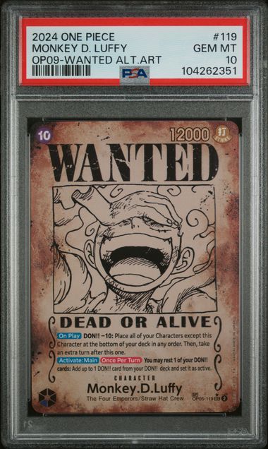 2024 English One Piece WANTED Monkey D. Luffy OP05 119 PSA 10