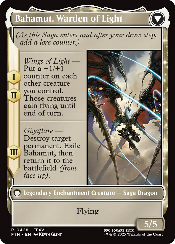 Dion, Bahamut's Dominant // Bahamut, Warden of Light (FIN-428) - FINAL FANTASY: (enchantment, Extended Art) Foil