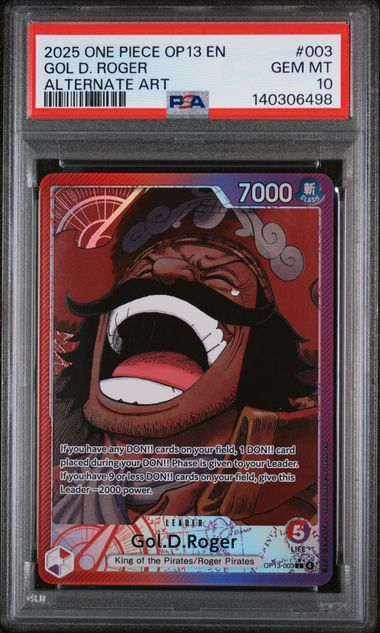 2025 English One Piece Gol D. Roger OP13-003 PSA 10