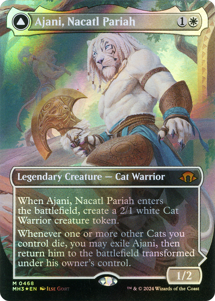 Ajani, Nacatl Pariah (Borderless) (Textured Foil) (MH3-468) - Modern Horizons 3 (Borderless) Foil