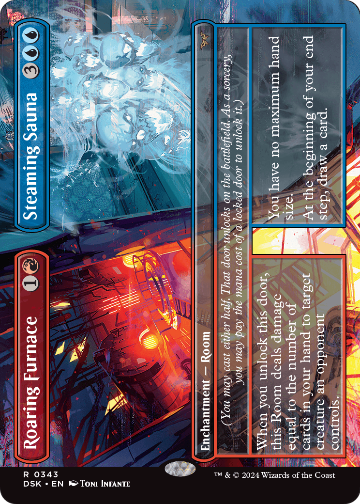 Roaring Furnace // Steaming Sauna (Borderless) (DSK-343) - Duskmourn: House of Horror (Borderless) Foil