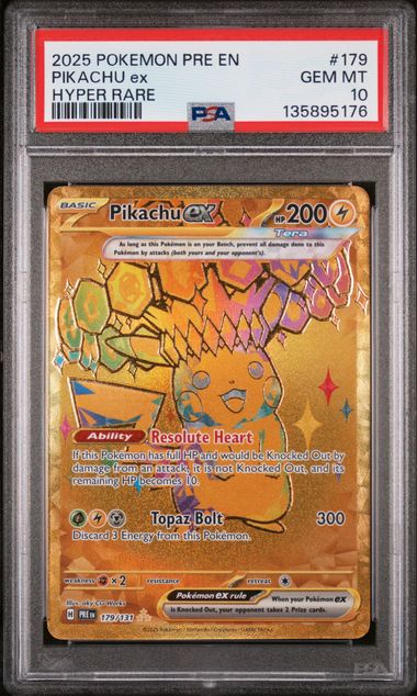 Pokemon 2025 Pikachu ex Hyper Rare (179/131) PSA 10