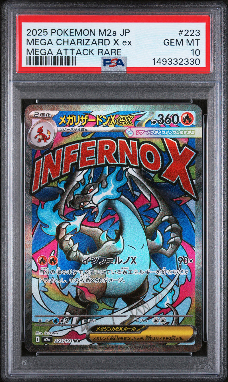 2025 Japanese Pokemon Mega Charizard X ex 223/193 PSA 10