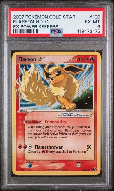 2007 English Pokemon GOLD STAR Flareon 100/108 PSA 6