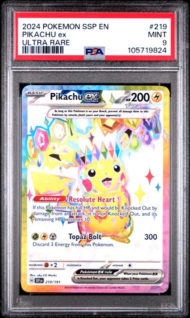 2024 Pokemon Pikachu ex ultra rare 219/191 PSA9