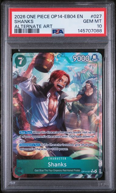 2026 English One Piece Shanks (Alternate Art) OP14-027 PSA 10