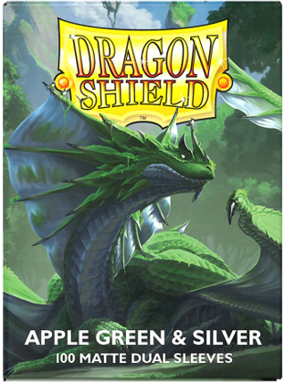 Dragon Shield Matte Dual Sleeves - Standard Size - 100ct - Apple Green & Silver