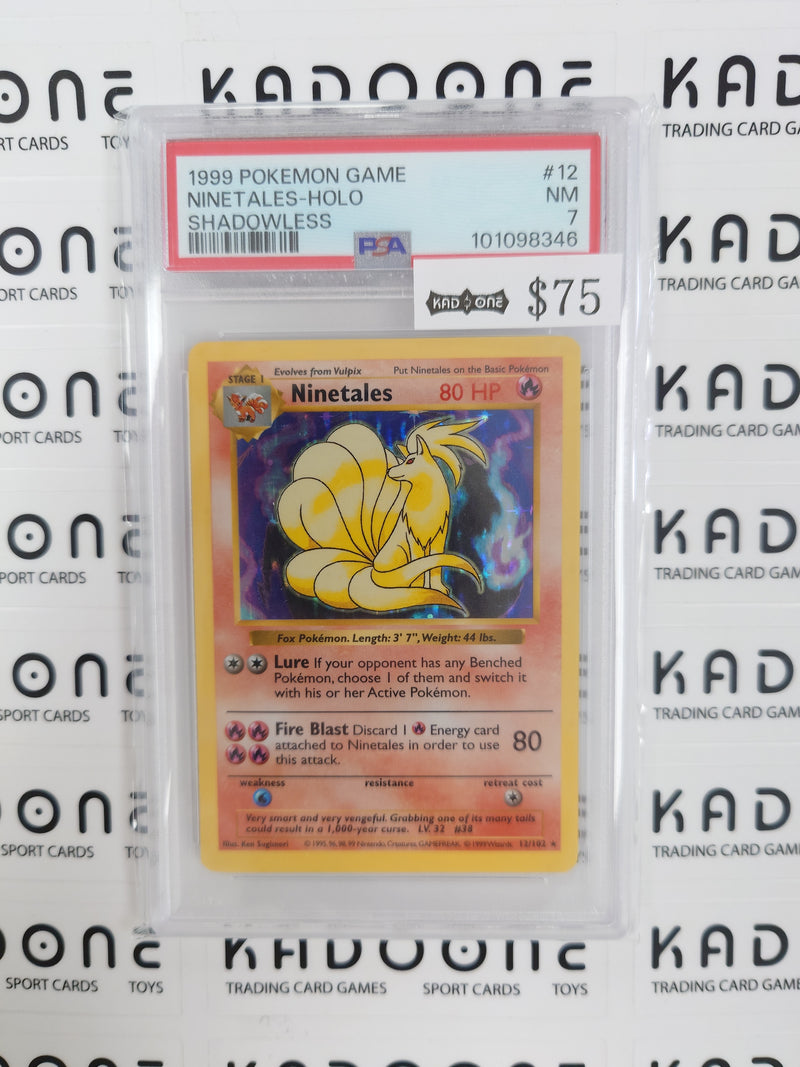 Pokemon Ninetales SHADOWLESS "Black Flame" Holo 12/102 PSA 7