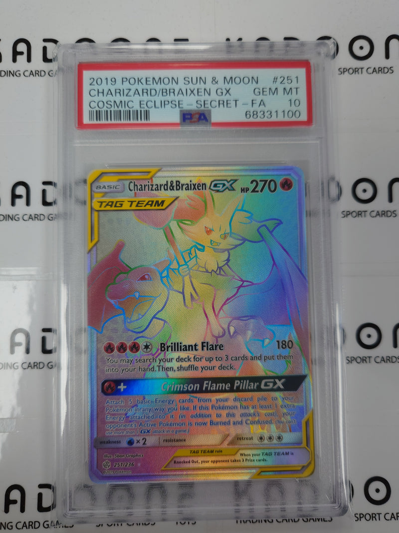2019 Pokemon Sun & Moon Cosmic Eclipse Charizard & Braixen GX (251/236)