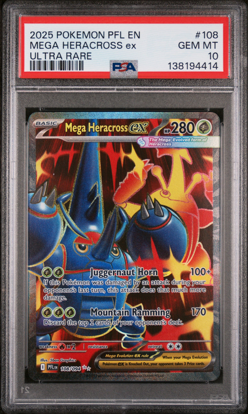 Pokemon 2025 Mega Heracross Ex 108/094 PSA 10