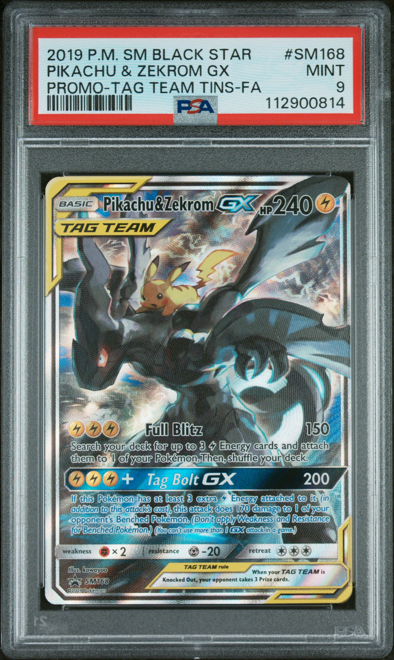 Pokemon 2019 Pikachu & Zekrom Gzx Tag Team Promo (SM168) PSA 9