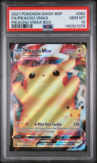 2021 English Pokemon Pikachu VMAX swsh062 Psa 10