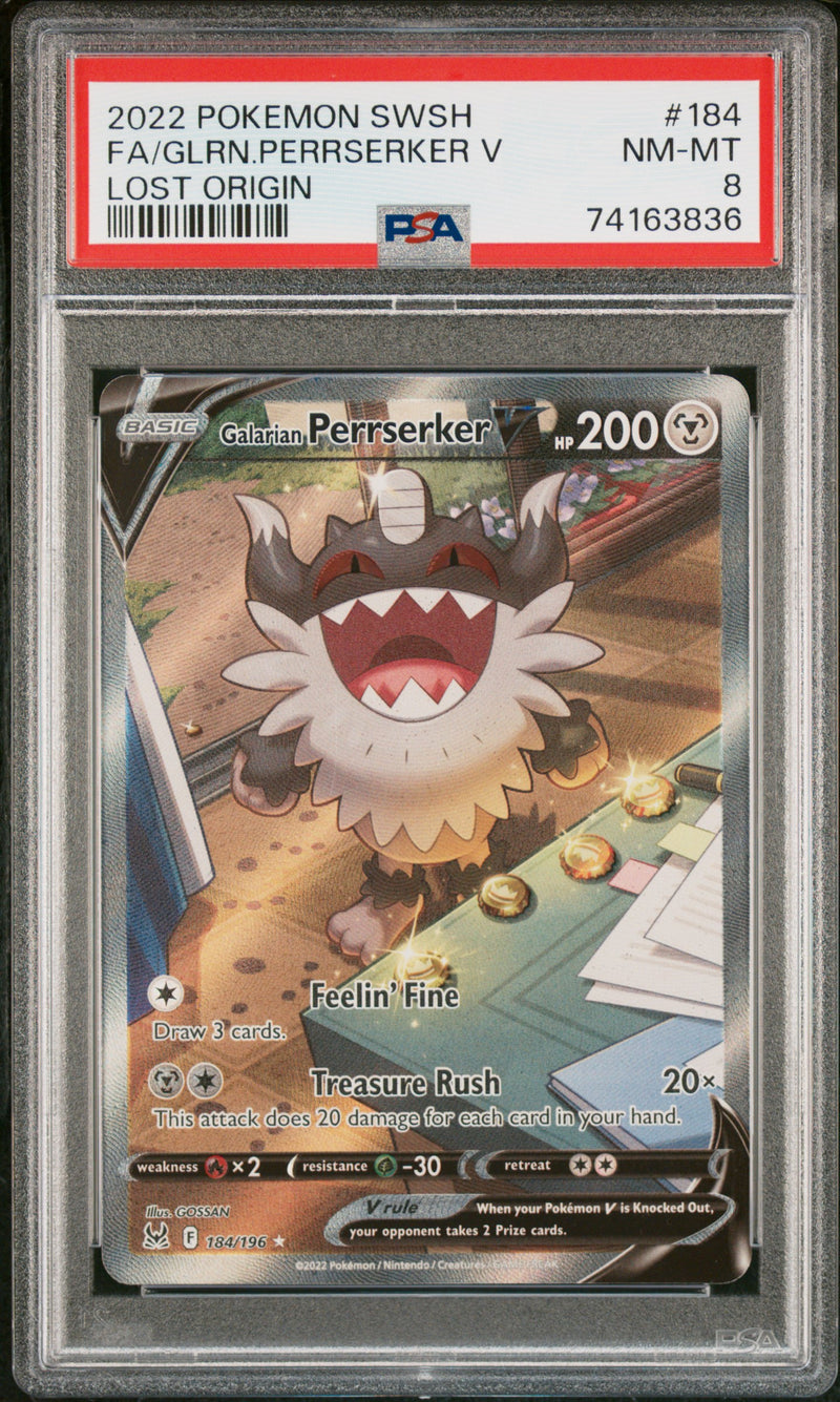 Pokemon Galarian Perrserker 184/196 PSA 8